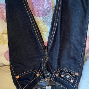 True Religion Women's Black. Corduroy Bootcut Jeans with Contrast Stitching